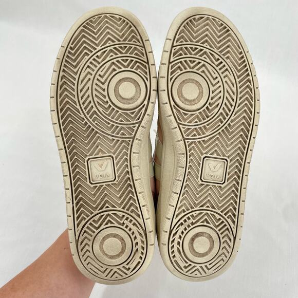 Veja V-10 Multico Nude Colorblock Sneakers Suede Leather Pink Blue Cream Size 8 - Picture 9 of 16